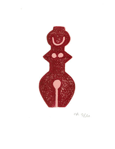 déesse paléo rose - gravure sur bois - 15x20 cm - 2018